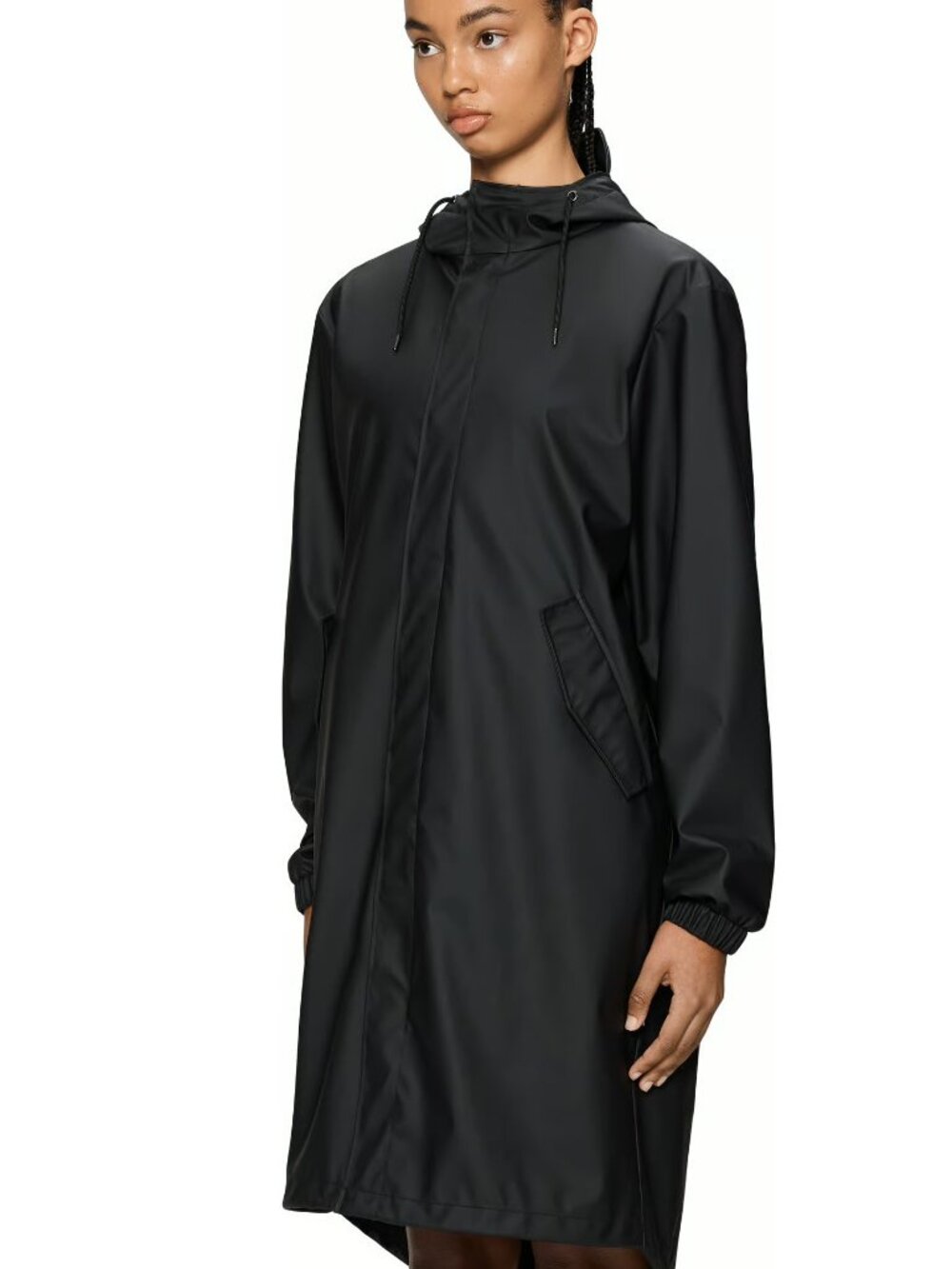 RAINS Fishtail Parka Women's XS Black Waterproof Rain Coat Minimalist